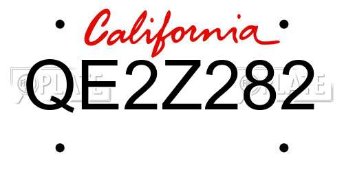 QE2Z282 California License Plate