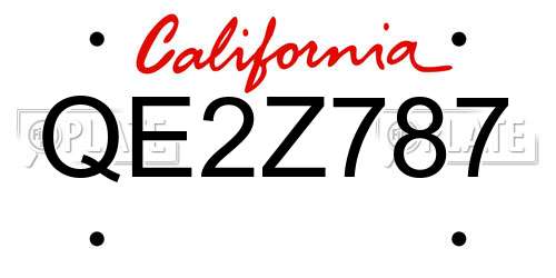 QE2Z787 California License Plate