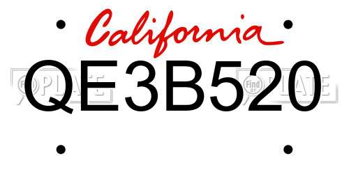 QE3B520 California License Plate