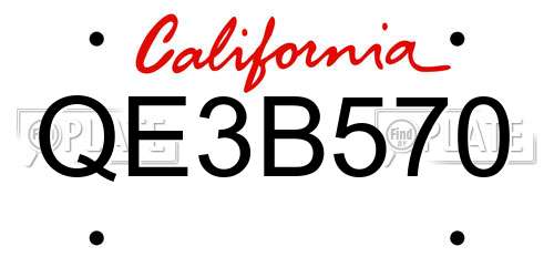 QE3B570 California License Plate