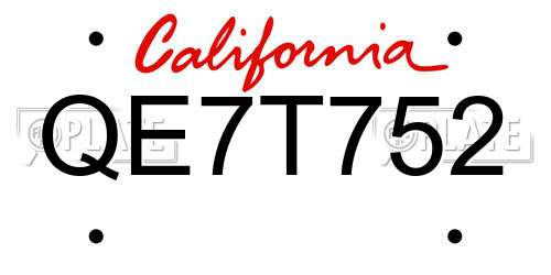 QE7T752 California License Plate