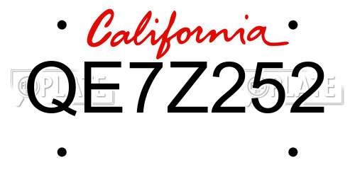 QE7Z252 California License Plate