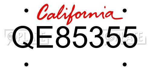 QE85355 California License Plate