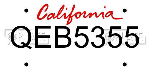 QEB5355 California License Plate
