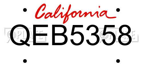 QEB5358 California License Plate