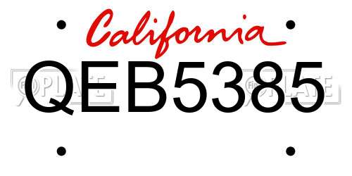 QEB5385 California License Plate