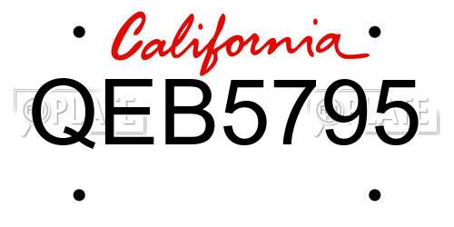 QEB5795 California License Plate