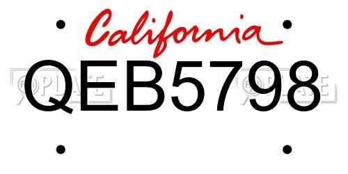 QEB5798 California License Plate