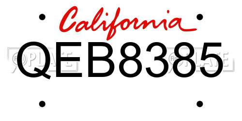 QEB8385 California License Plate