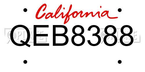 QEB8388 California License Plate