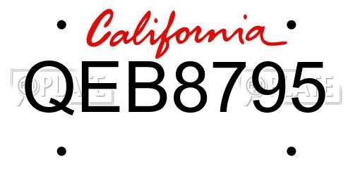 QEB8795 California License Plate