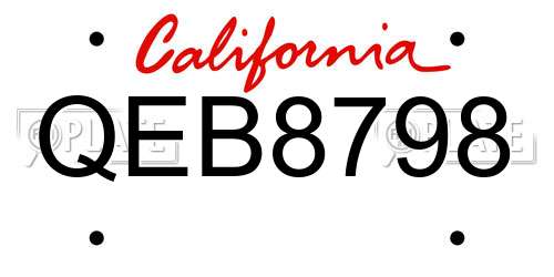 QEB8798 California License Plate