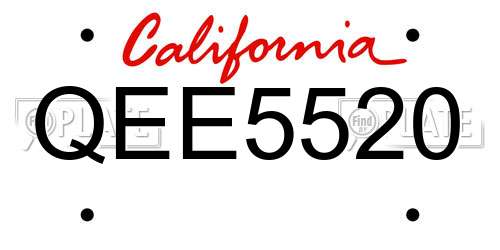 QEE5520 California License Plate