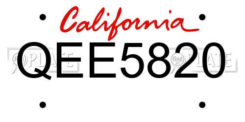QEE5820 California License Plate