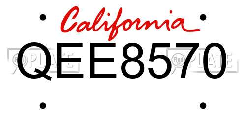 QEE8570 California License Plate