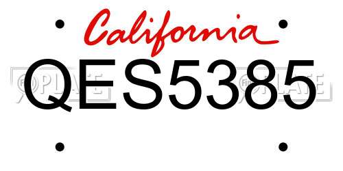 QES5385 California License Plate