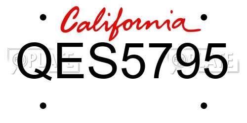 QES5795 California License Plate