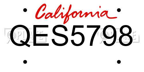 QES5798 California License Plate