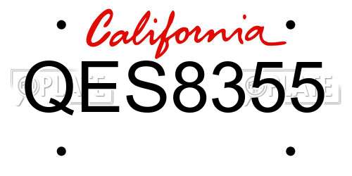 QES8355 California License Plate