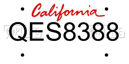 QES8388 California License Plate