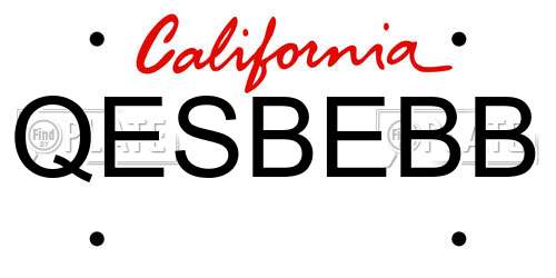QESBEBB California License Plate