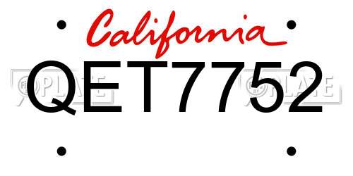 QET7752 California License Plate
