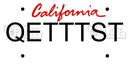 QETTTST California License Plate
