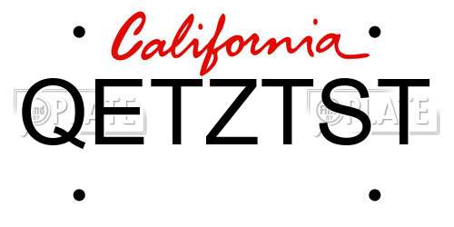 QETZTST California License Plate