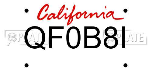 QF0B8I California License Plate