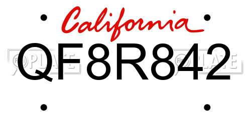 QF8R842 California License Plate