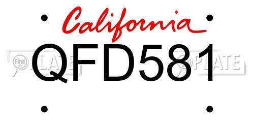 QFD581 California License Plate