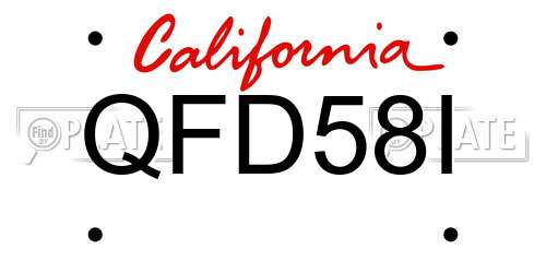 QFD58I California License Plate