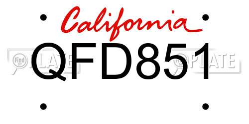 QFD851 California License Plate