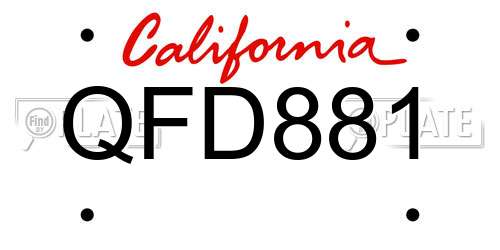 QFD881 California License Plate