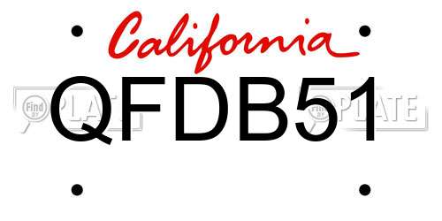 QFDB51 California License Plate