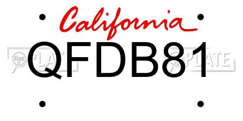 QFDB81 California License Plate