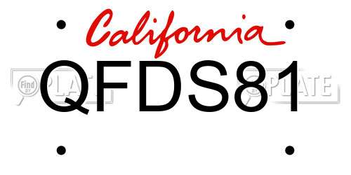 QFDS81 California License Plate