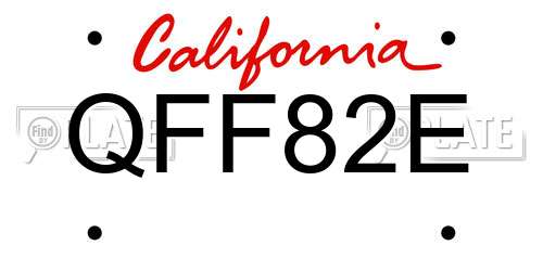 QFF82E California License Plate