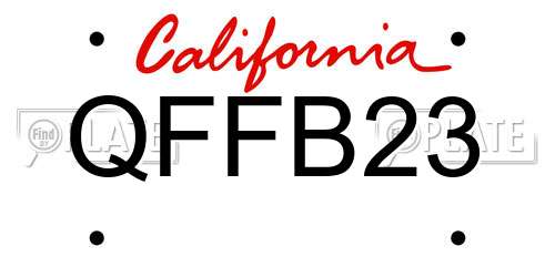 QFFB23 California License Plate