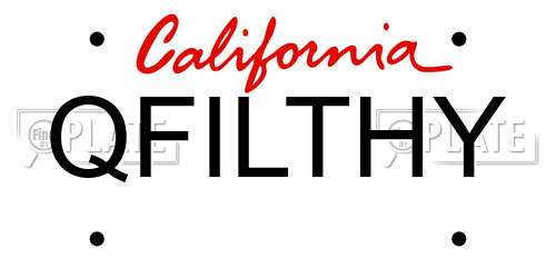 QFILTHY California License Plate