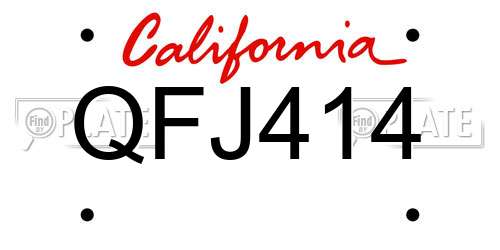 QFJ414 California License Plate