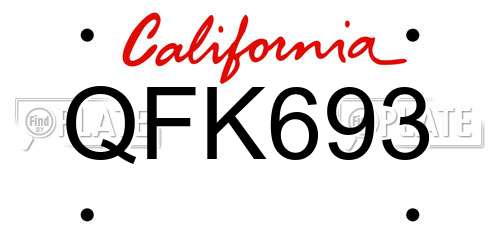 QFK693 California License Plate