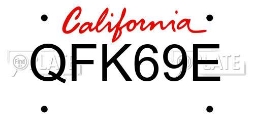 QFK69E California License Plate
