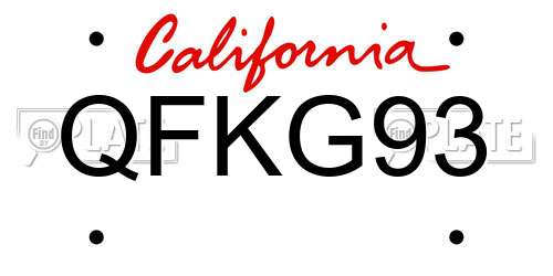 QFKG93 California License Plate