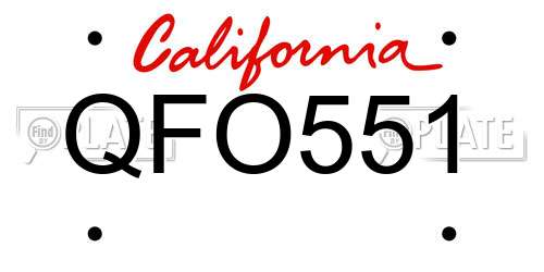 QFO551 California License Plate