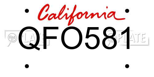 QFO581 California License Plate