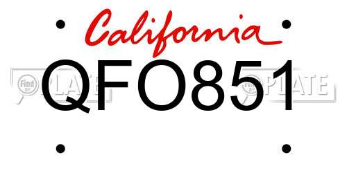 QFO851 California License Plate