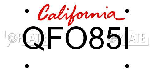 QFO85I California License Plate