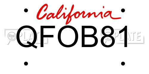 QFOB81 California License Plate