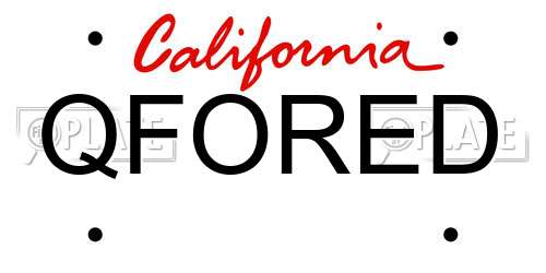 QFORED California License Plate
